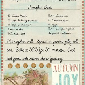 Pumpkin Bars Recipe Card